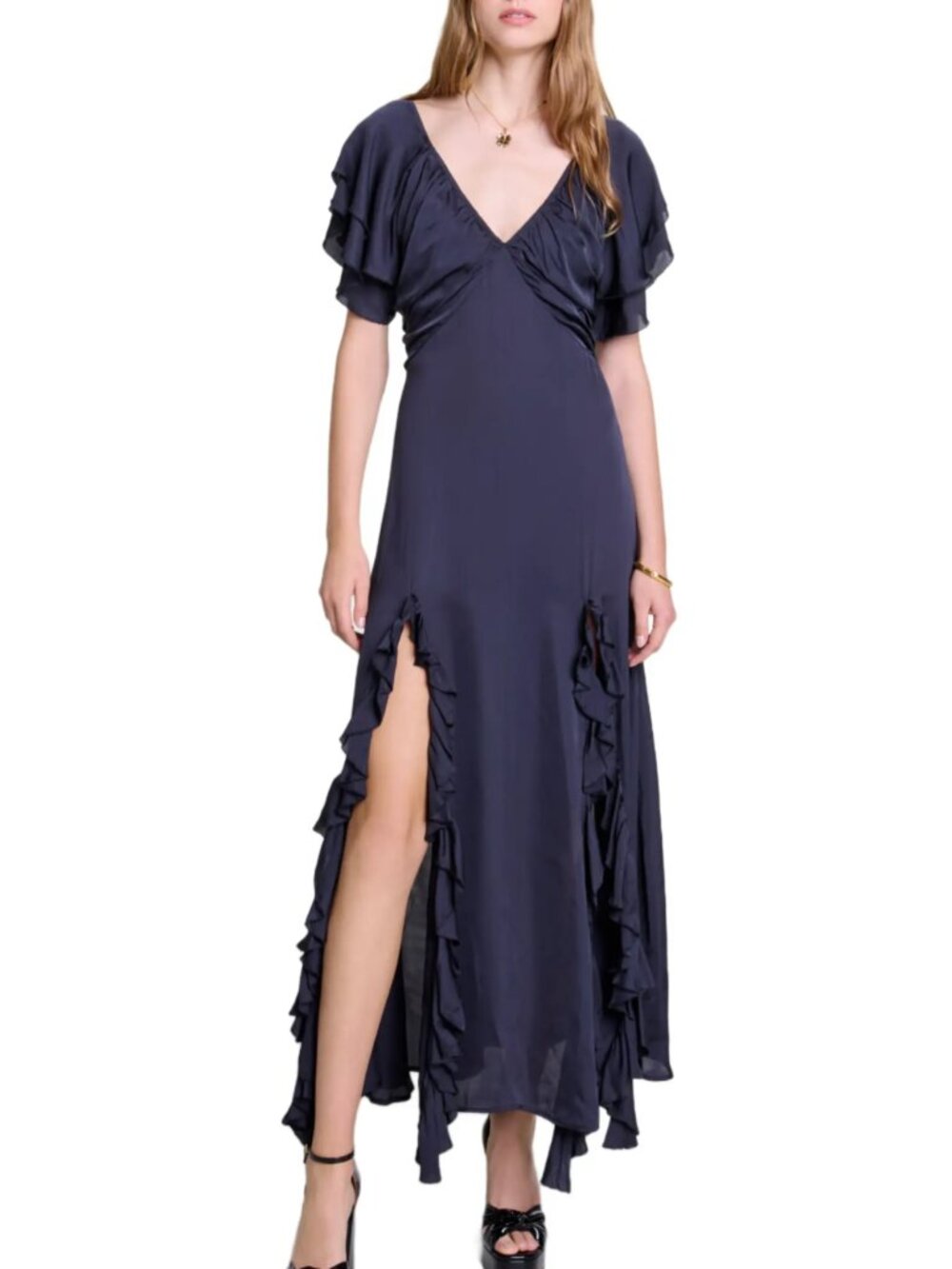 Maje Open Back Maxi Dress